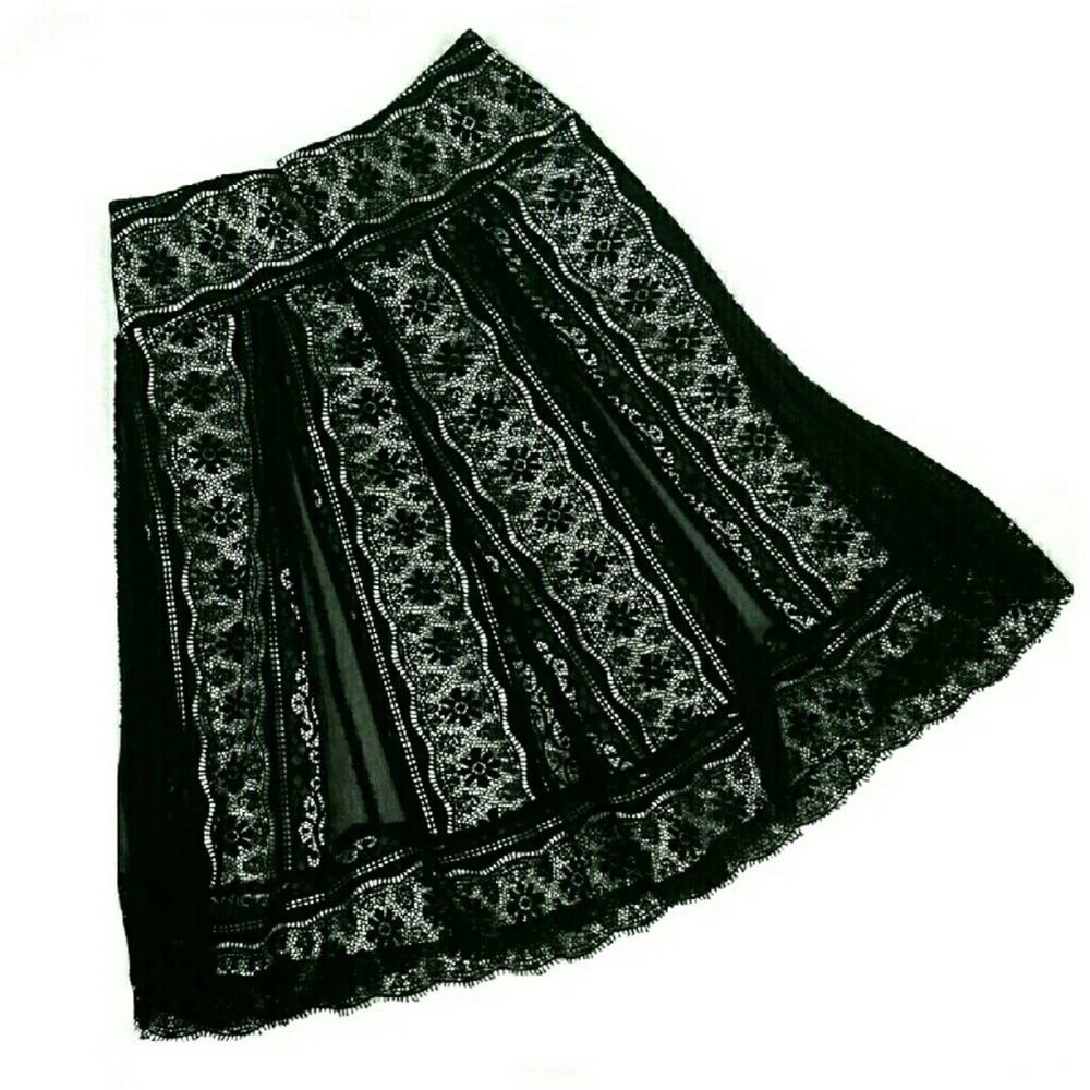 VICTOR COSTA Black Lace A-line Skirt Plus Size 14 Dressy Special Occasion